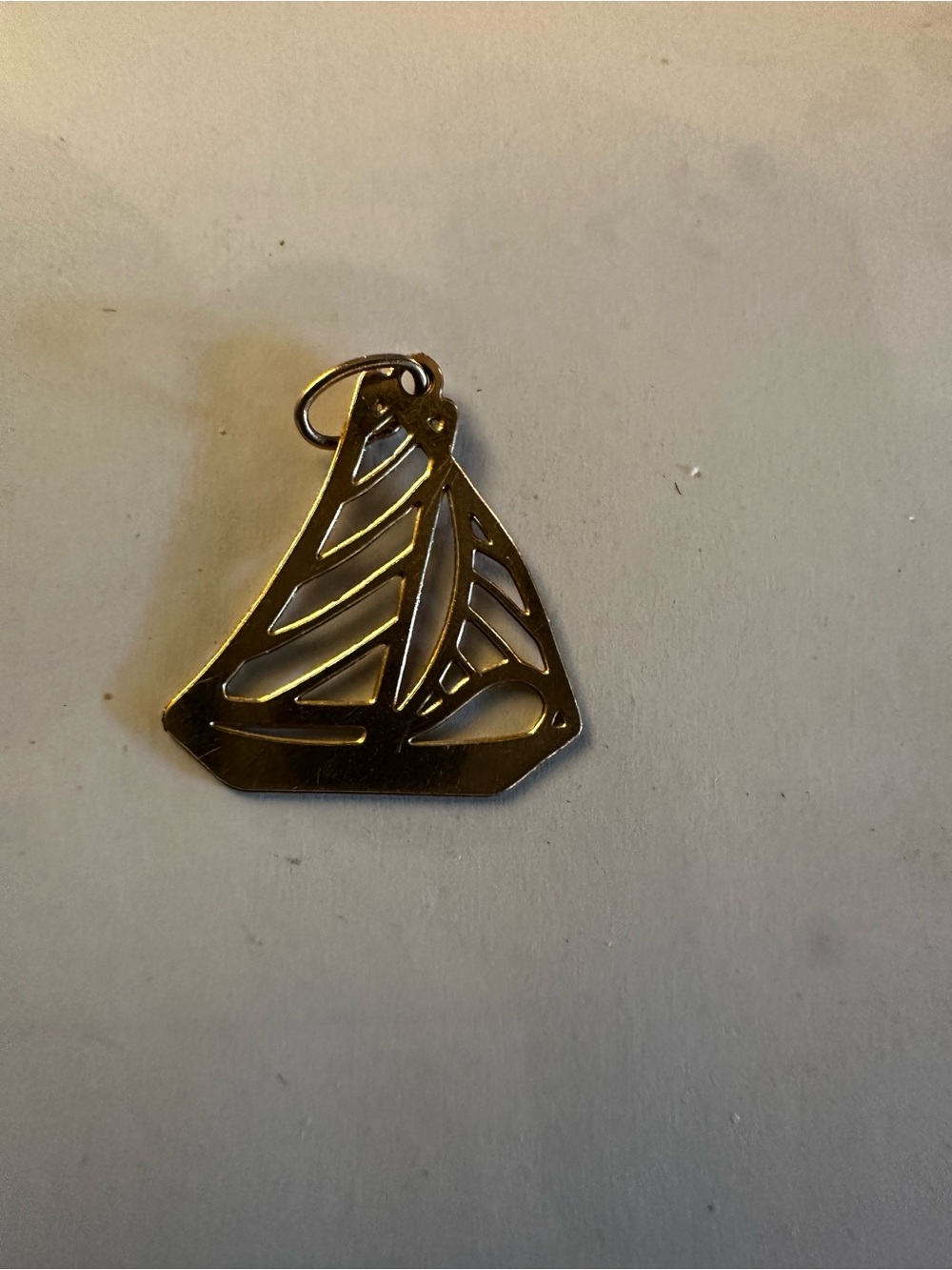 Delicate Gold  14 K Sailboat Cutout Pendant Necklace for Women